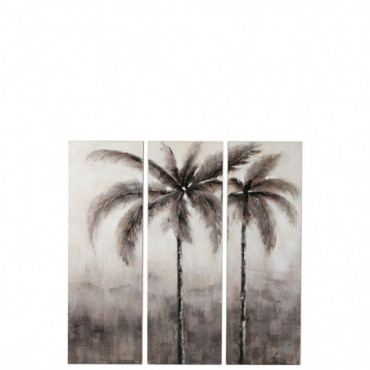 Peintures Palmier Bois / Canevas Set de 3