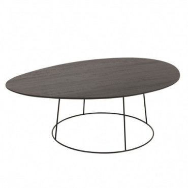Table De Salon Ovale Bois / Metal Brun Fonce