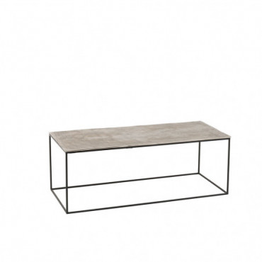 Table De Salon Rectangle Aluminium / Fer Argent / Noir