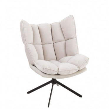 Chaise Relax Coussins Sur Cadre Textile / Metal Beige