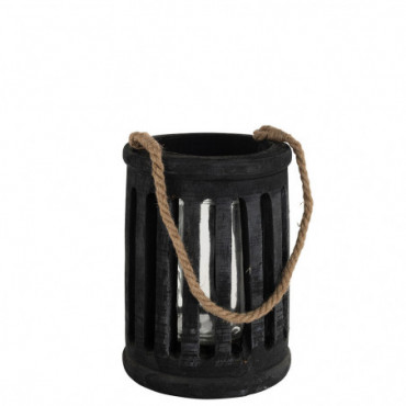 Lanterne Cylindrique Paulownia / Corde Noir