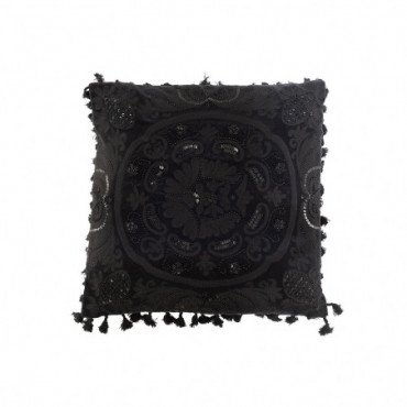 Coussin Marocain Coton Noir