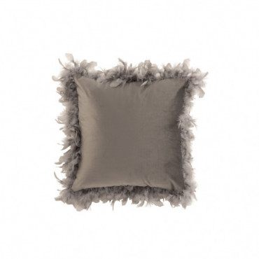 Coussin Plumes Polyester Gris