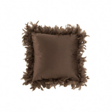 Coussin Plumes Polyester Marron