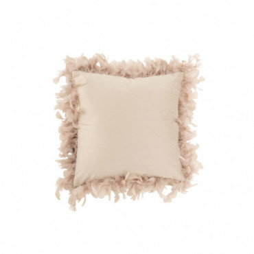 Coussin Plumes Polyester Rose Poudre