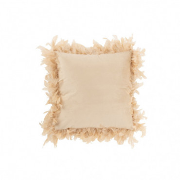 Coussin Plumes Polyester Rose / Beige