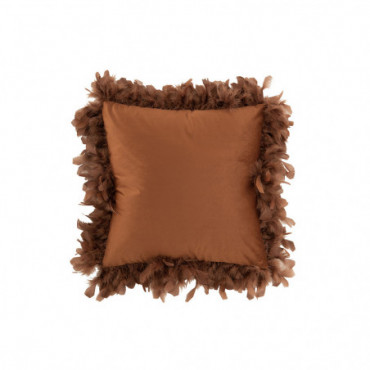Coussin Plumes Polyester Rouille
