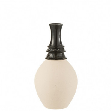 Vase Col Haut Ceramique Noir / Beige L