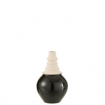 Vase Col Haut Ceramique Noir / Beige S