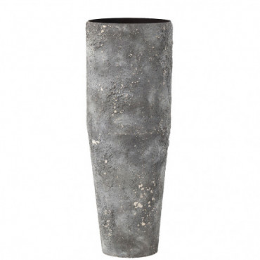 Vase Cylindrique Rugueux Metal Gris