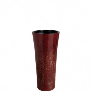 Vase Taches Ceramique Rouge / Or M
