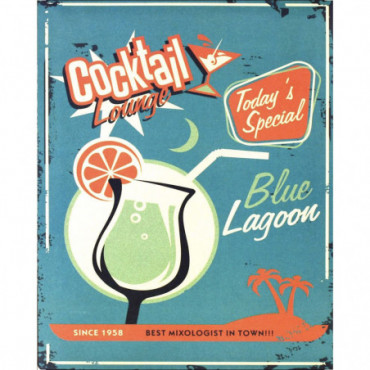 Enseigne en Métal Vintage - Blue Lagoon Cocktail Lounge