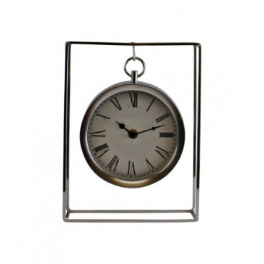 Horloge à suspendre sur pied en métal argenté dans un cadre 25 cm