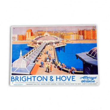 Plaque métal pub vintage chemins de fer britanniques Brighton & Hove