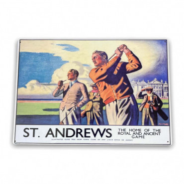 Plaque métal pub vintage chemins de fer britanniques St Andrews...
