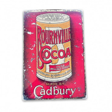Plaque métal pub vintage Cadbury Bournville Cocoa