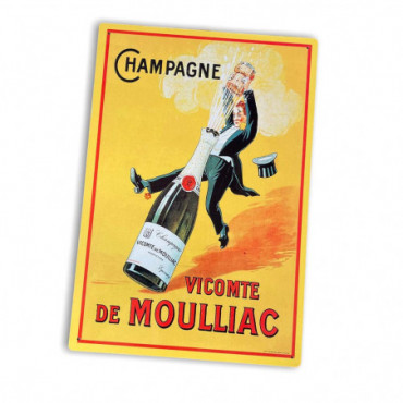 Plaque métal pub vintage Champagne Vicomte De Moulliac