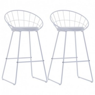 Chaises de bar x2 avec assise en similicuir Blanc en acier