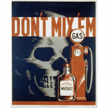 Plaque pub vintage - Skull Gas Whiskey