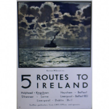 Plaque pub vintage - Retro Art - 5 Routes To Ireland Ferry Poster