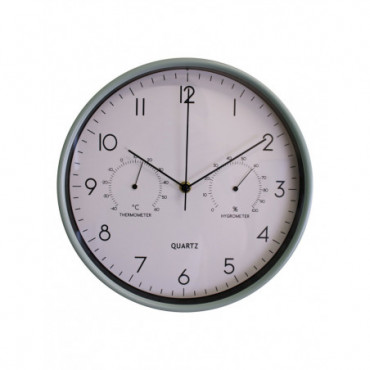 Horloge Murale Verte 30cm avec Thermomètre/Hygromètre