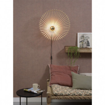 Lampe murale Bromo asymetrique diametre 60x13cm Bambou/Fer 60cm