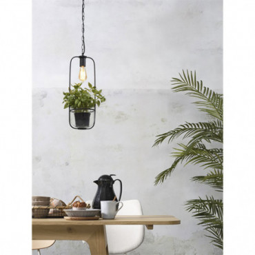 Lampe suspendue support plante Florence Fer/Verre Noir 255cm
