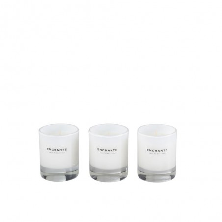 Boite De 3 Bougies Parfumees Enchante Verre Blanc-10 Heures