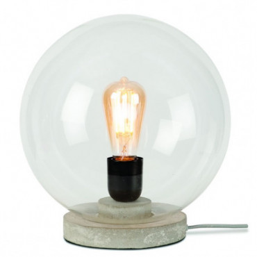 Lampe de table verre globe Warsaw Verre/Ciment 32cm