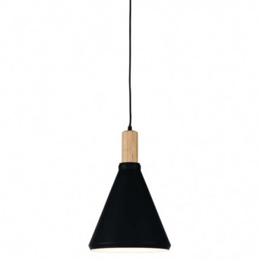 Lampe suspendue bois Melbourne Fer Noir 250cm