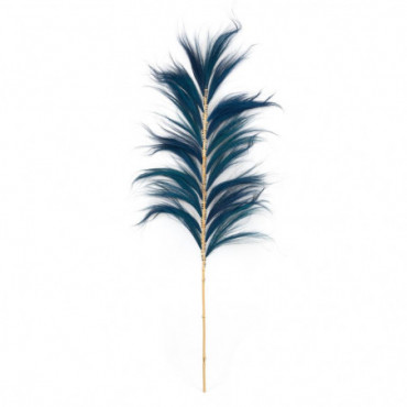 Branche bambou feuille déco Bleu Indien - Lot De 6