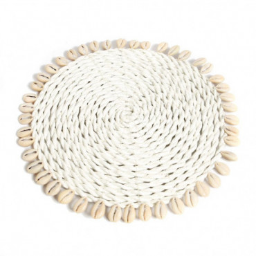 Sous-verre Seagrass Coquillage Pan - Blanc