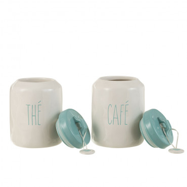 Grandes Jarres A Cafe/The Ceramique Blanc/Bleu