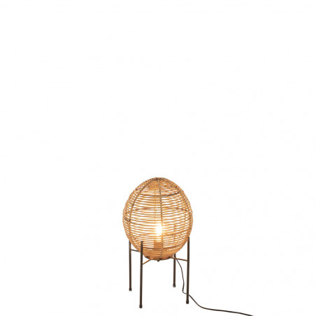 Lampe De Chevet Avec Cadre Metal/Rotin Naturel