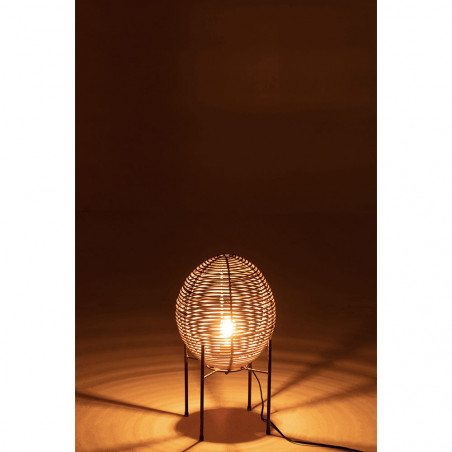 Lampe De Chevet Avec Cadre Metal/Rotin Naturel
