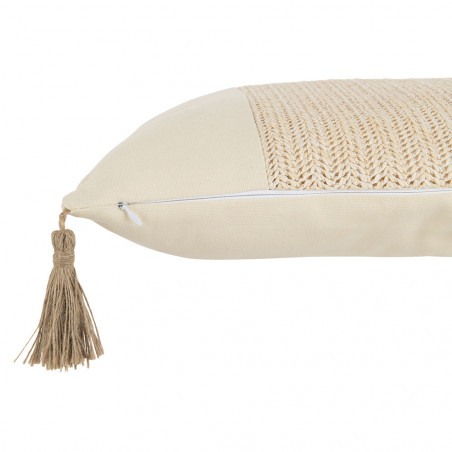 Coussin Tissage Carre Polyester Beige