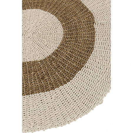 Tapis Rond Zostere Blanc/Naturel Petite Taille