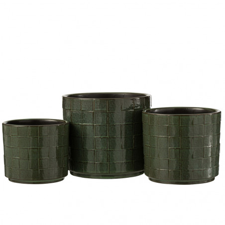 Cache-Pot Carre Ceramique Vert Grande Taille