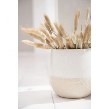 Cache-Pot Pot Maru Ceramique Beige Blanc Grande Taille