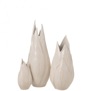 Vase Ibiza Brillant Ceramique Beige Grande Taille
