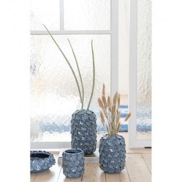 Vase Petale Ceramique Bleu Grande Taille
