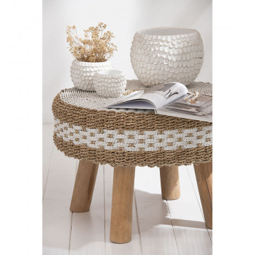 Chaise Ronde Zostere Blanc/Naturel