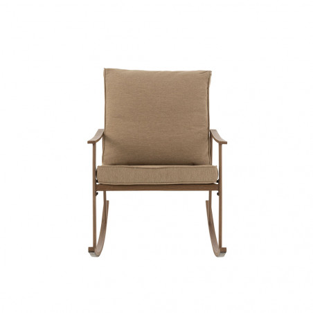 Chaise A Bascule Metal/Textile Beige/Marron Fonce