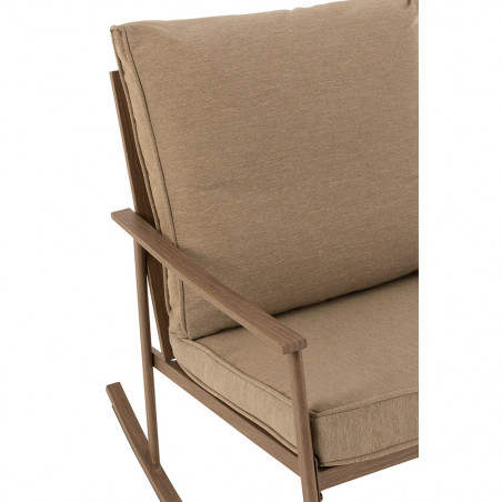 Chaise A Bascule Metal/Textile Beige/Marron Fonce