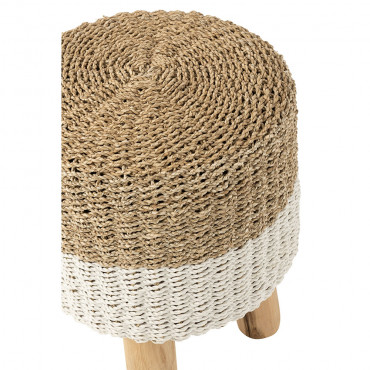 Tabouret Rond Zostere Blanc/Naturel