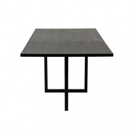 Table A Manger Rectangulaire Pied Central Bois /Metal Noir
