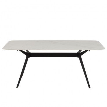 Table Rectangulaire Metal/Porcelaine Blanc