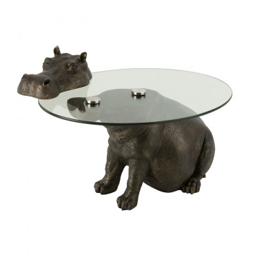 Table Hippopotame Résine Bronze