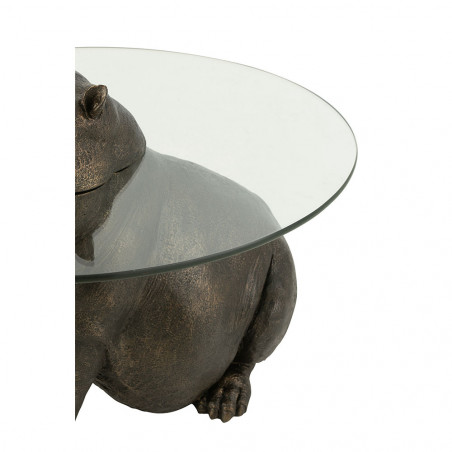 Table Hippopotame Résine Bronze