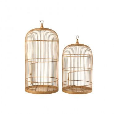 Cages A Oiseau Bambou Naturel Set De 2